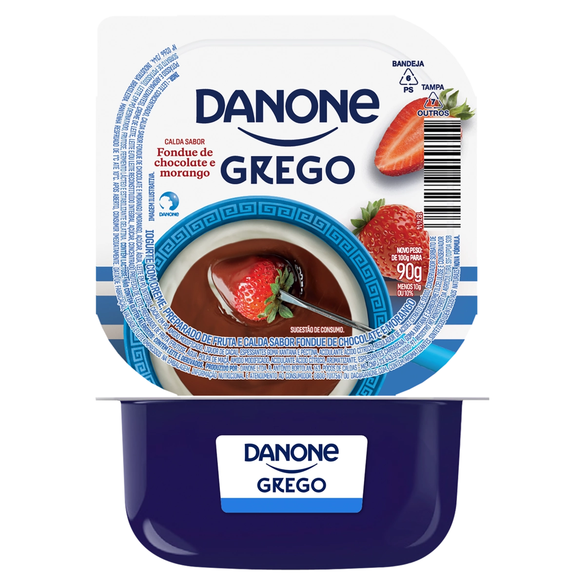 Iogurte Grego Calda Fondue De Chocolate E Morango Danone Pote 90g