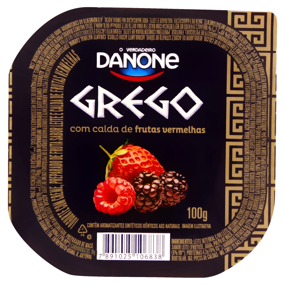 Iogurte Grego Calda Frutas Vermelhas Danone Pote 90g