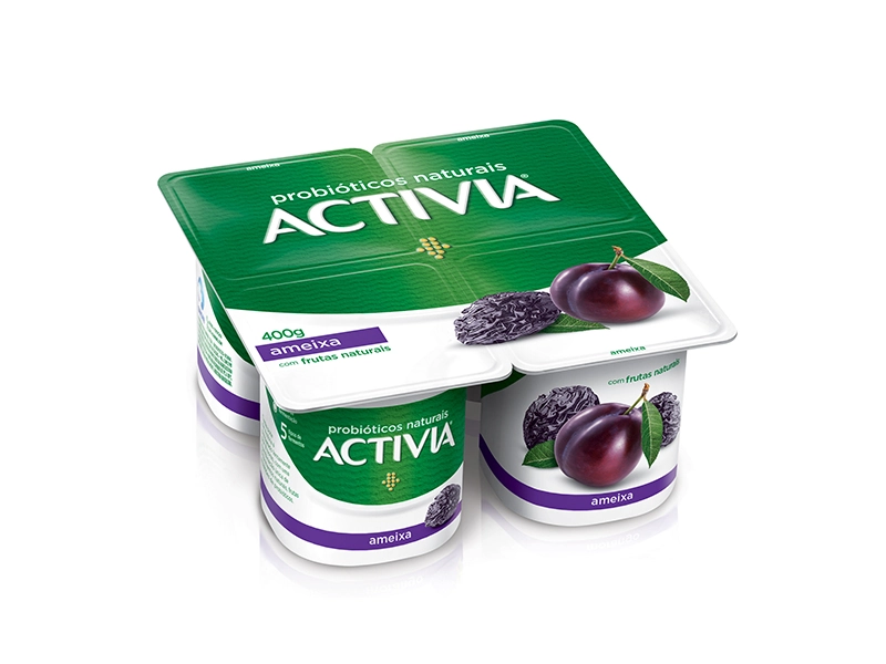Leite Fermentado Integral Ameixa Activia Bandeja 340g 4 Unidades