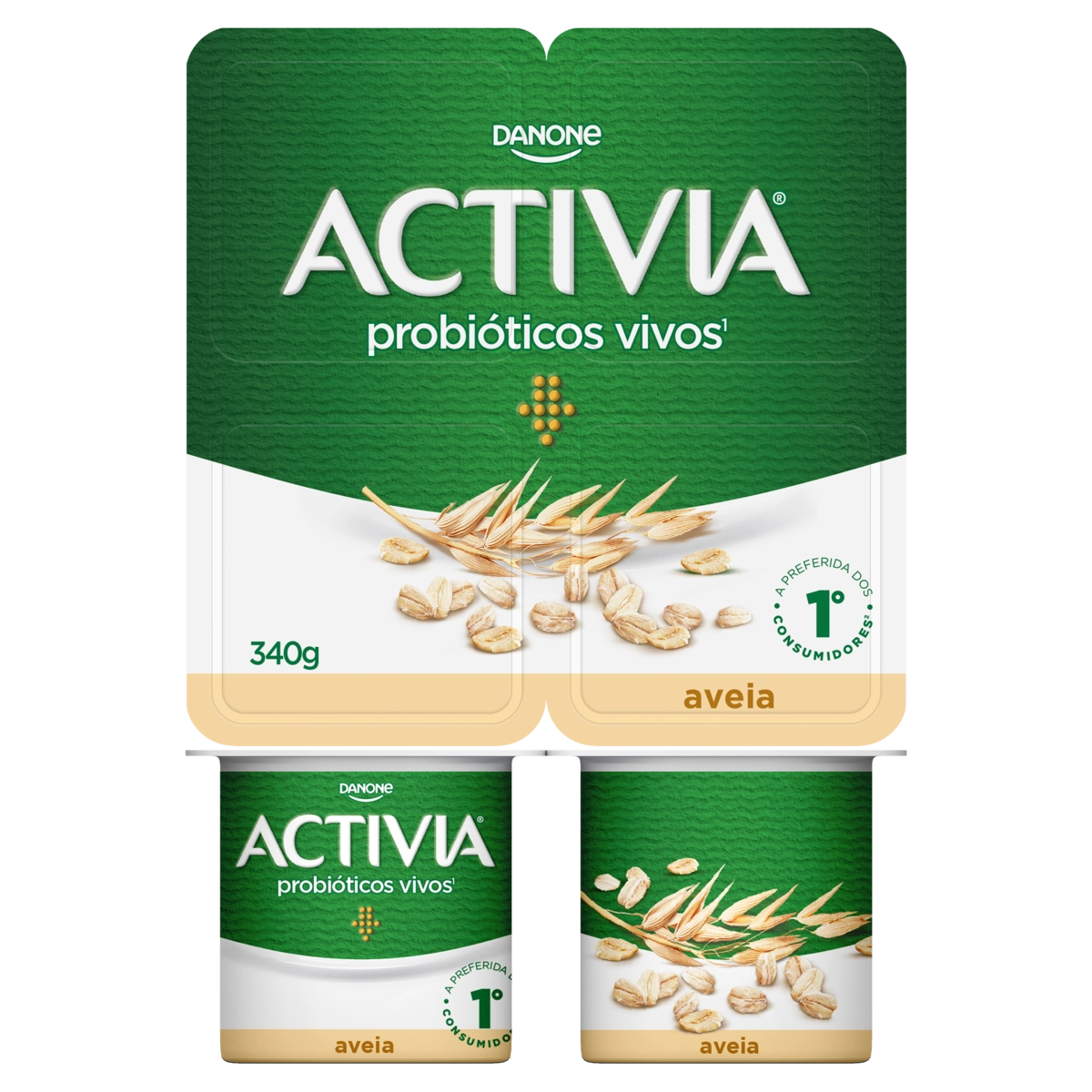 Leite Fermentado Integral Aveia Activia Bandeja 340g 4 Unidades