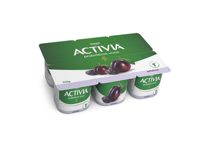 Leite Fermentado Integral Ameixa Activia Bandeja 510g 6 Unidades