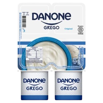 Iogurte Integral Grego Original Danone Bandeja 340g 4 Unidades