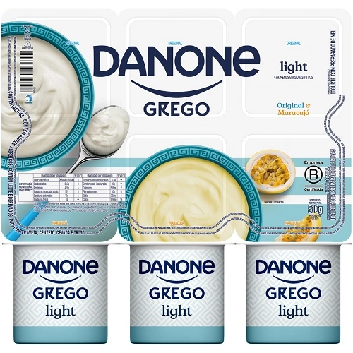 Iogurte Parcialmente Desnatado Grego Original Maracujá Light Danone Bandeja 510g 6 Unidades
