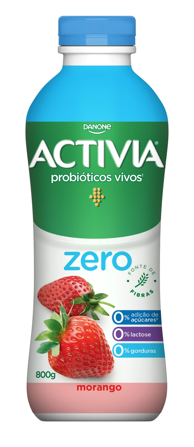 Leite Fermentado Desnatado Morango Zero Lactose Activia Zero Garrafa 800g