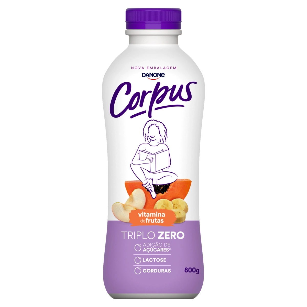 Iogurte Desnatado Vitamina De Frutas Zero Lactose Corpus Garrafa 800g