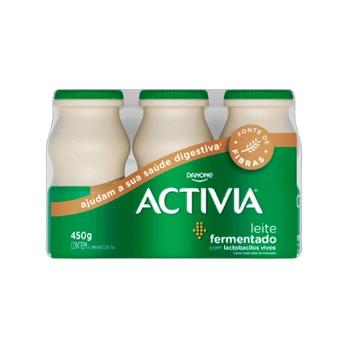 Pack Leite Fermentado Desnatado Baunilha Activia Frasco 450g 6 Unidades