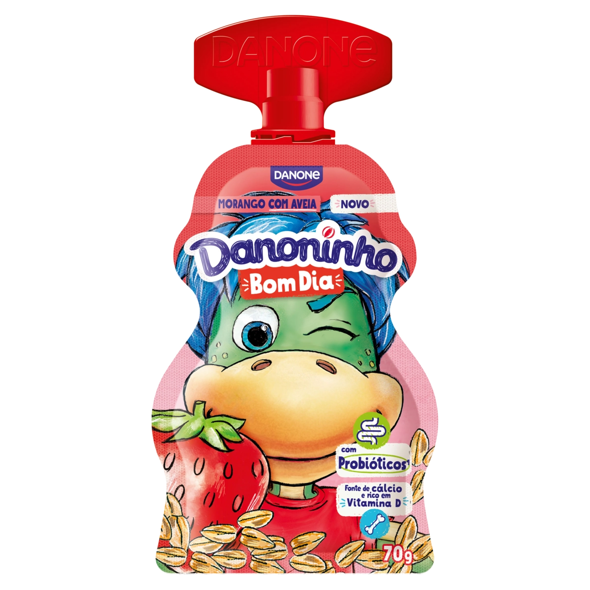 Iogurte Integral Morango Com Aveia Danoninho Bom Dia Squeeze 70g