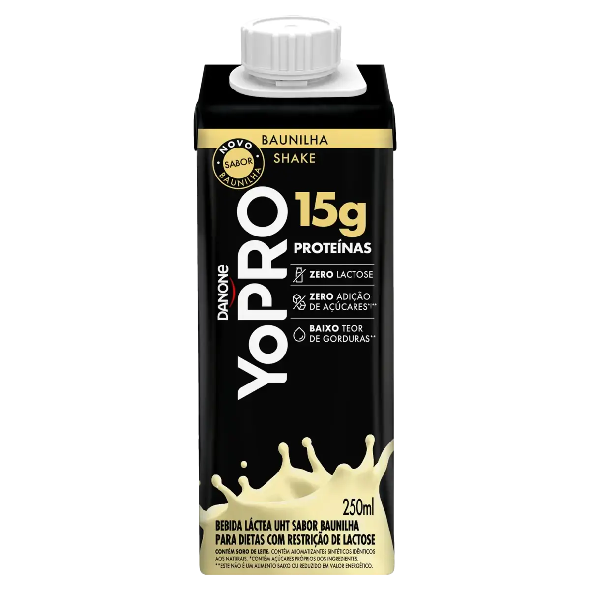 Bebida Láctea Uht Baunilha Zero Lactose Yopro Shake Caixa 250ml