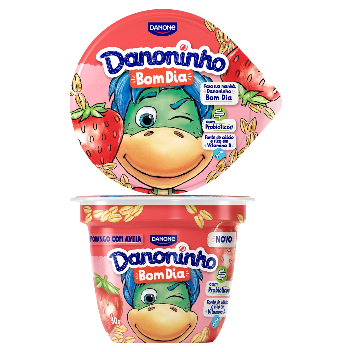 Iogurte Integral Morango Com Aveia Danoninho Bom Dia Pote 90g