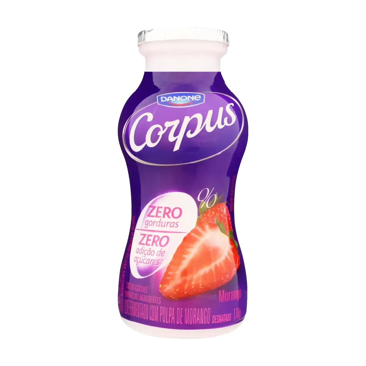 Leite Fermentado Desnatado Morango Corpus Frasco 170g