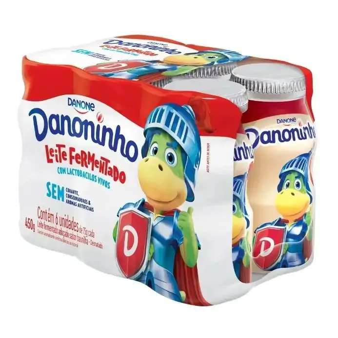 Pack Leite Fermentado Desnatado Baunilha Avengers Danone Frasco 450g 6 Unidades