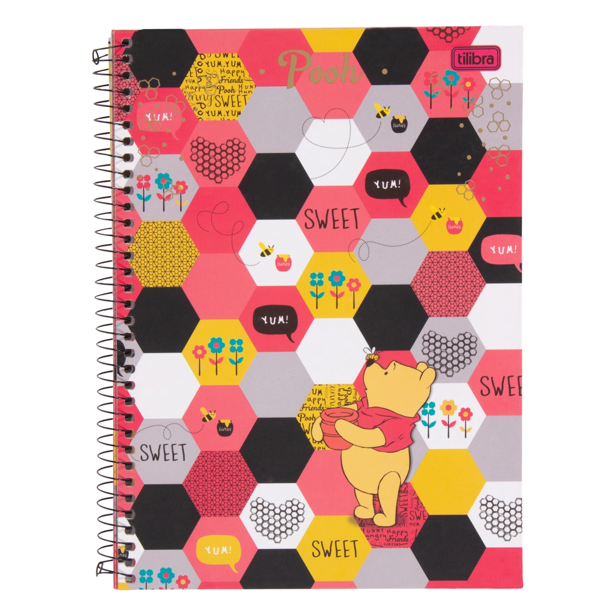 Caderno Capa Dura Espiral Pooh Tilibra 200mm X 275mm 96 Folhas