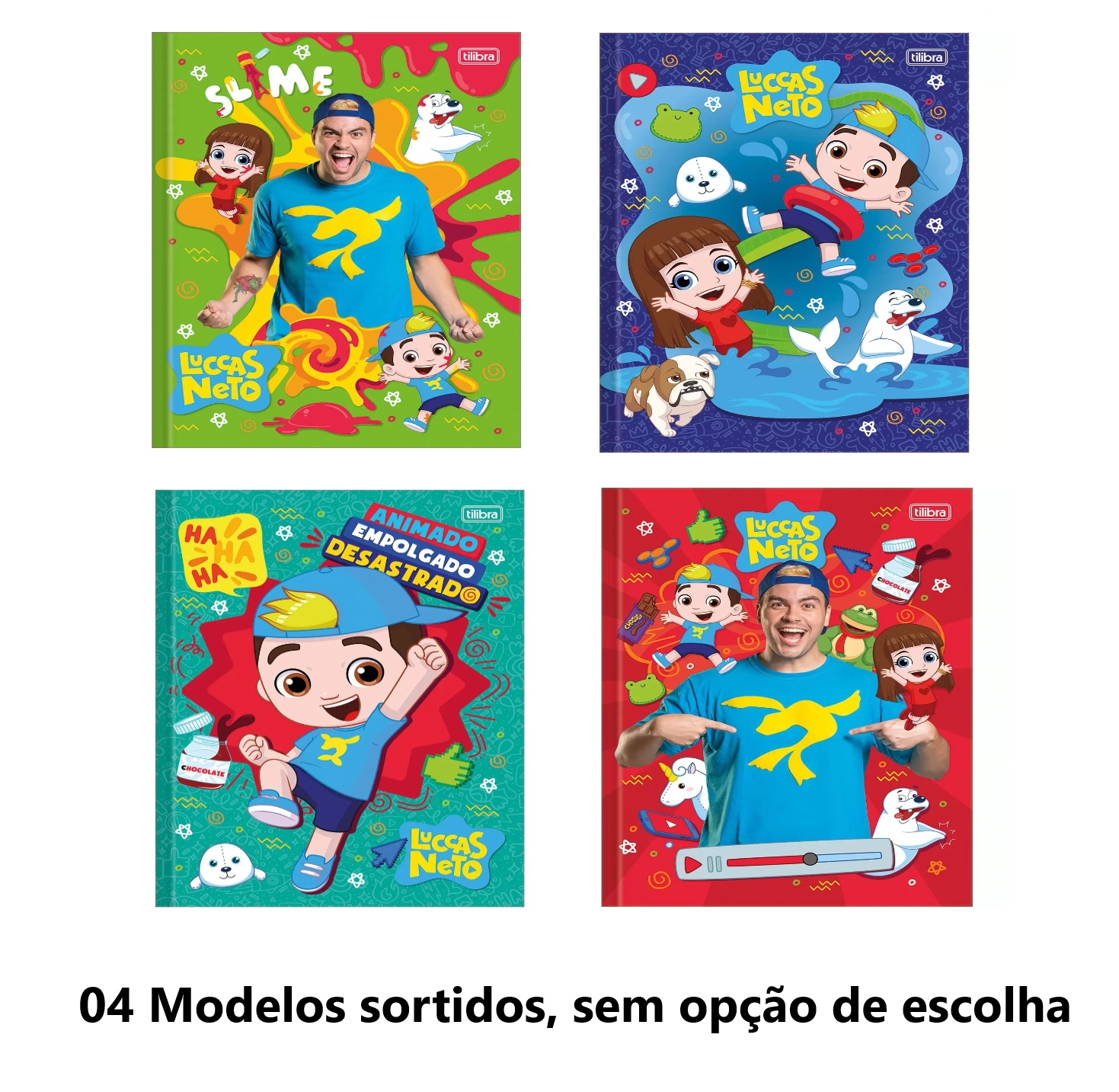 Caderno Tilibra Brochura Capa Dura Universitario Luccas Neto 80 Folhas