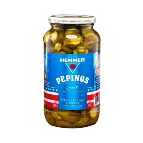 Pepino Em Conserva Em Rodelas Agridoce Hemmer Burgers Vidro 440g