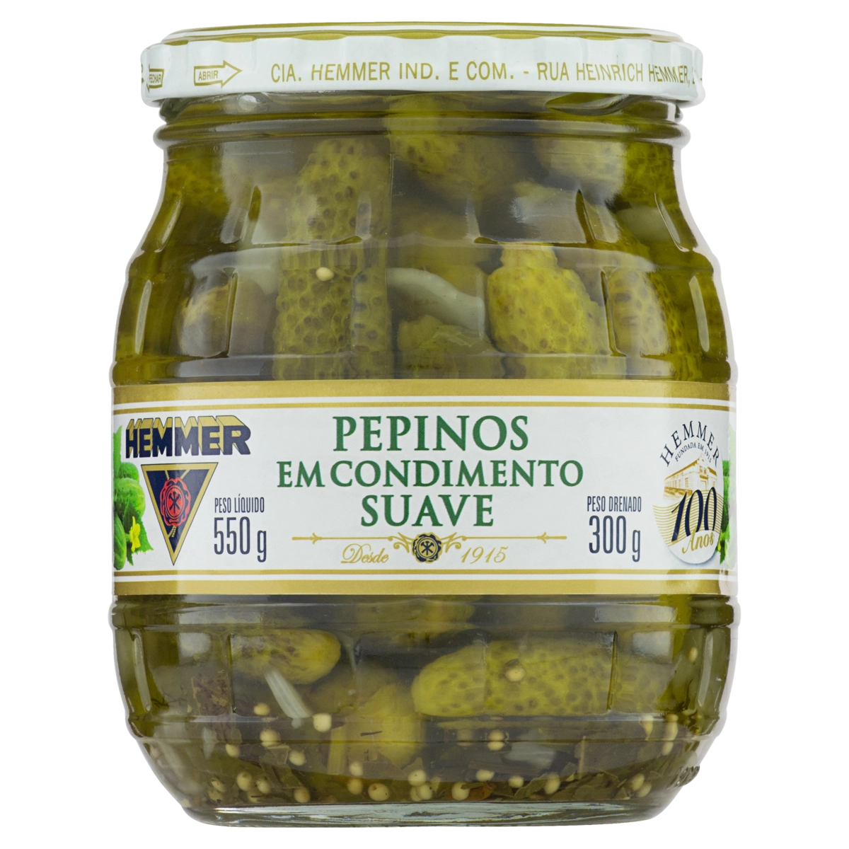 Pepino Em Conserva Suave Hemmer Vidro 300g