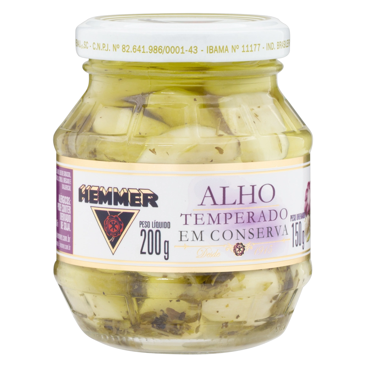 Alho Em Conserva Temperado Hemmer Vidro 150g