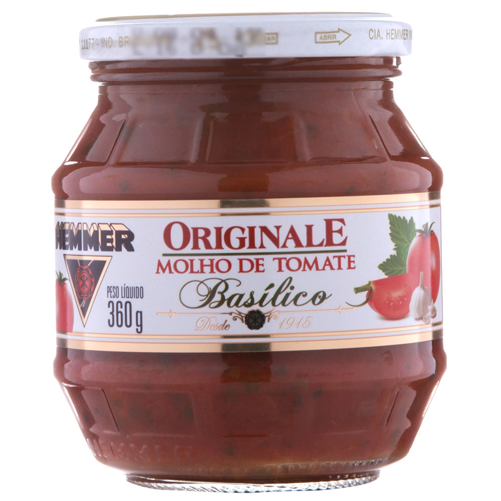 Molho De Tomate Com Basílico Hemmer Originale Vidro 320g