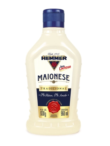 Maionese Tradicional Zero Lactose Hemmer Squeeze 930g