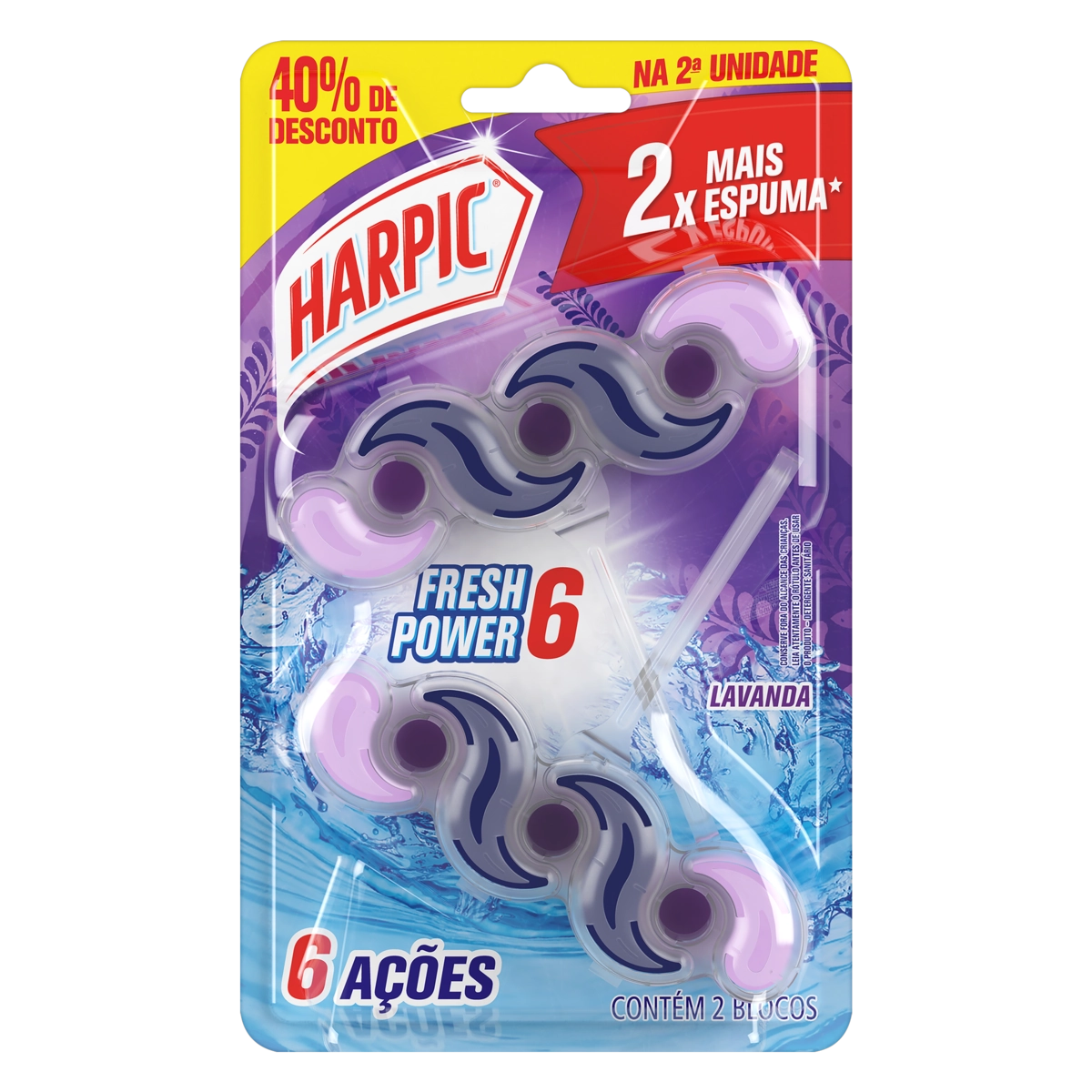 Detergente Sanitário Bloco Lavanda Harpic Fresh Power 6 2 Unidades Grátis 40 De Desconto Na 2 Unidad