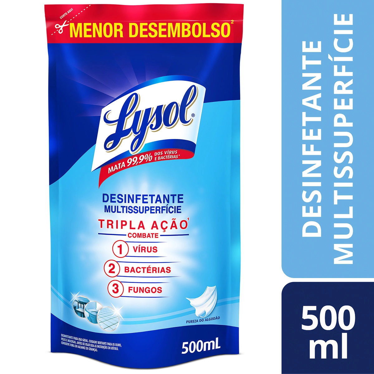 Desinfetante Multissuperfícies Pureza Do Algodão Lysol Sachê 500ml