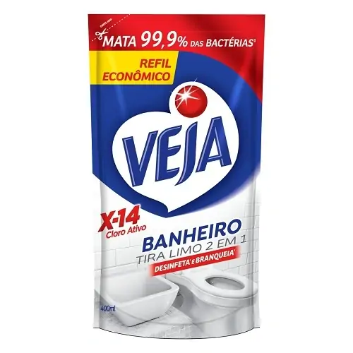 Desinfetante Banheiro Tira Limo Veja X 14 Sachê 400ml Refil Econômico