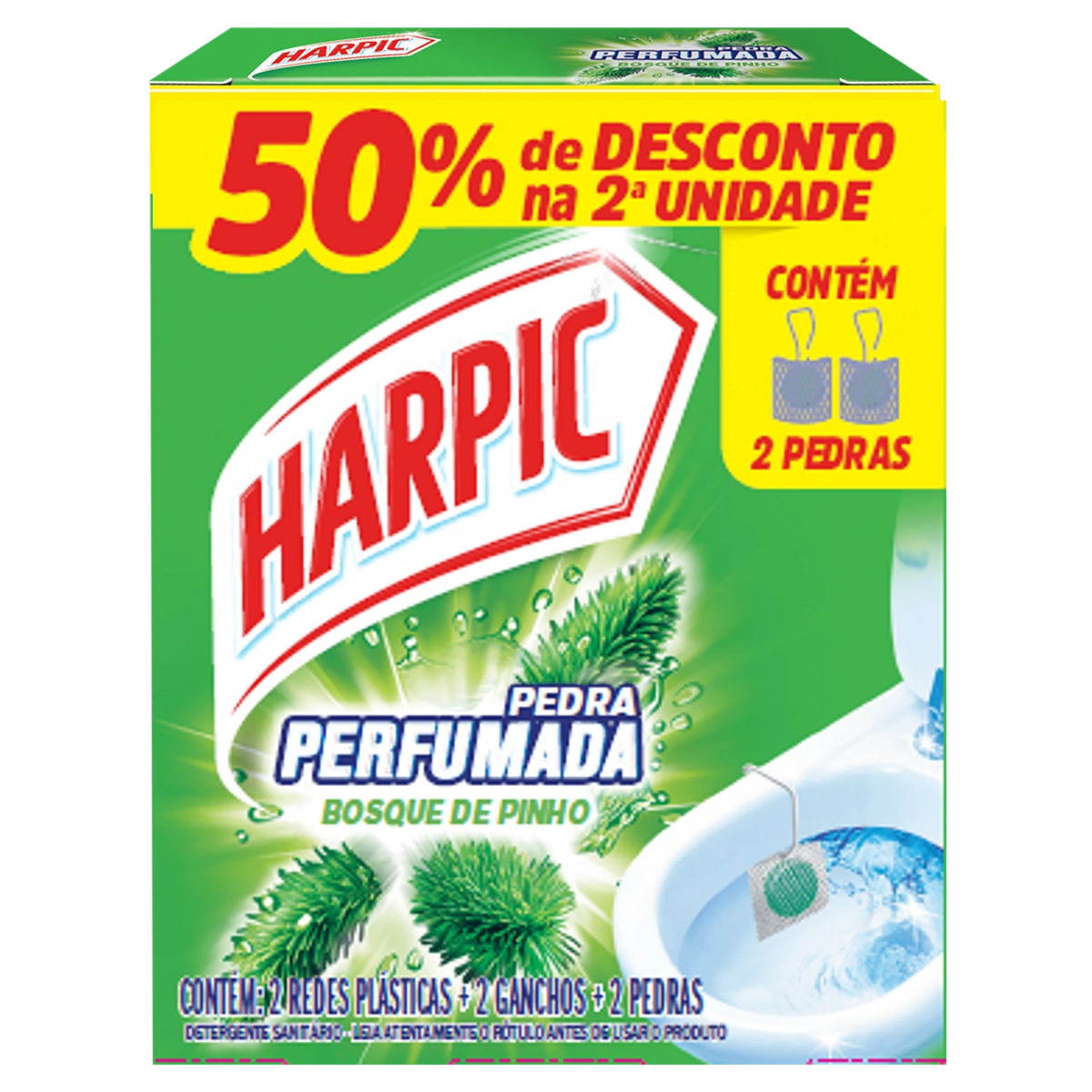 Detergente Sanitário Pedra Perfumada Bosque De Pinho Harpic 2 Unidades Grátis 50 De Desconto Na 2 Un