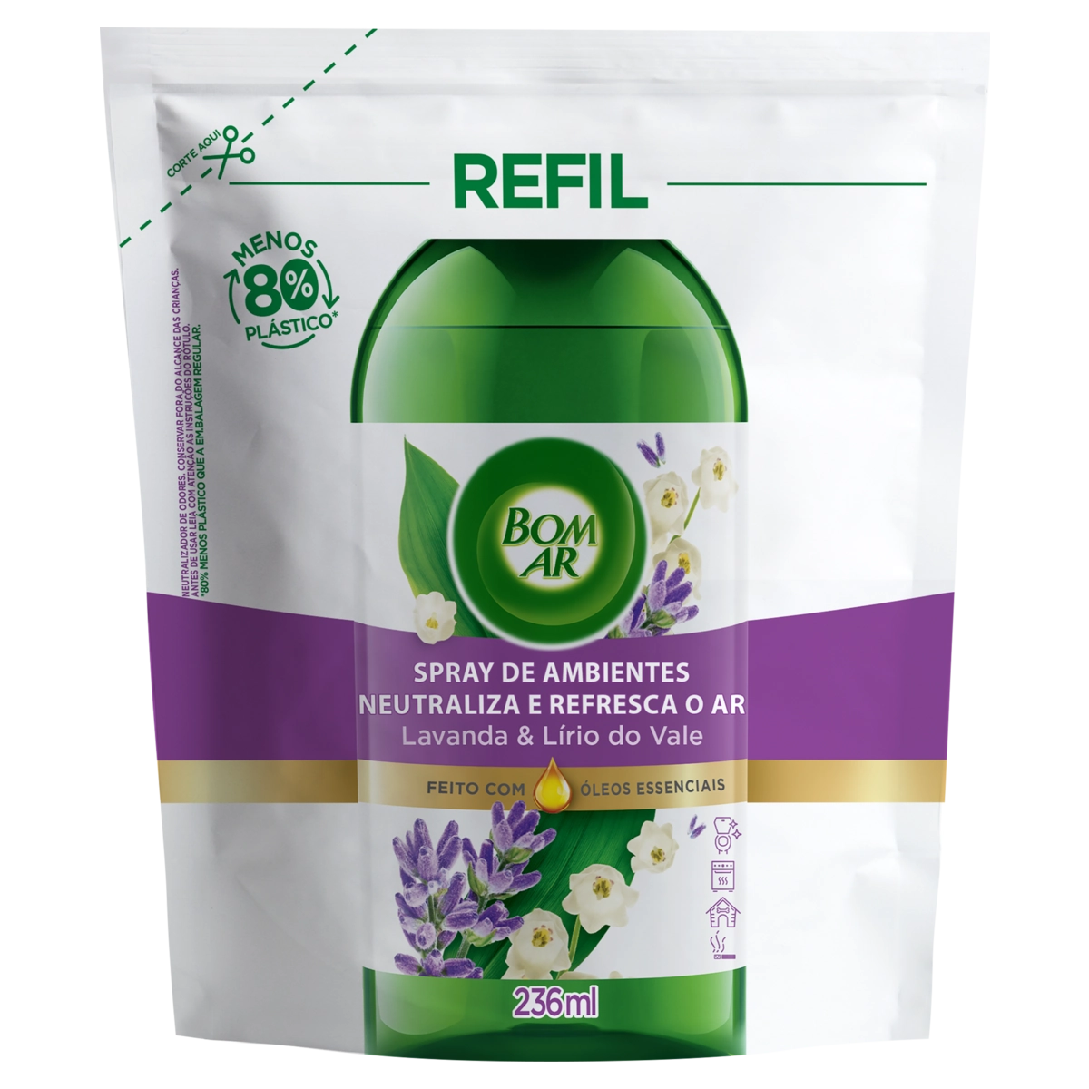 Neutralizador De Odores Lavanda Lírio Do Vale Bom Ar Sachê 236ml Refil