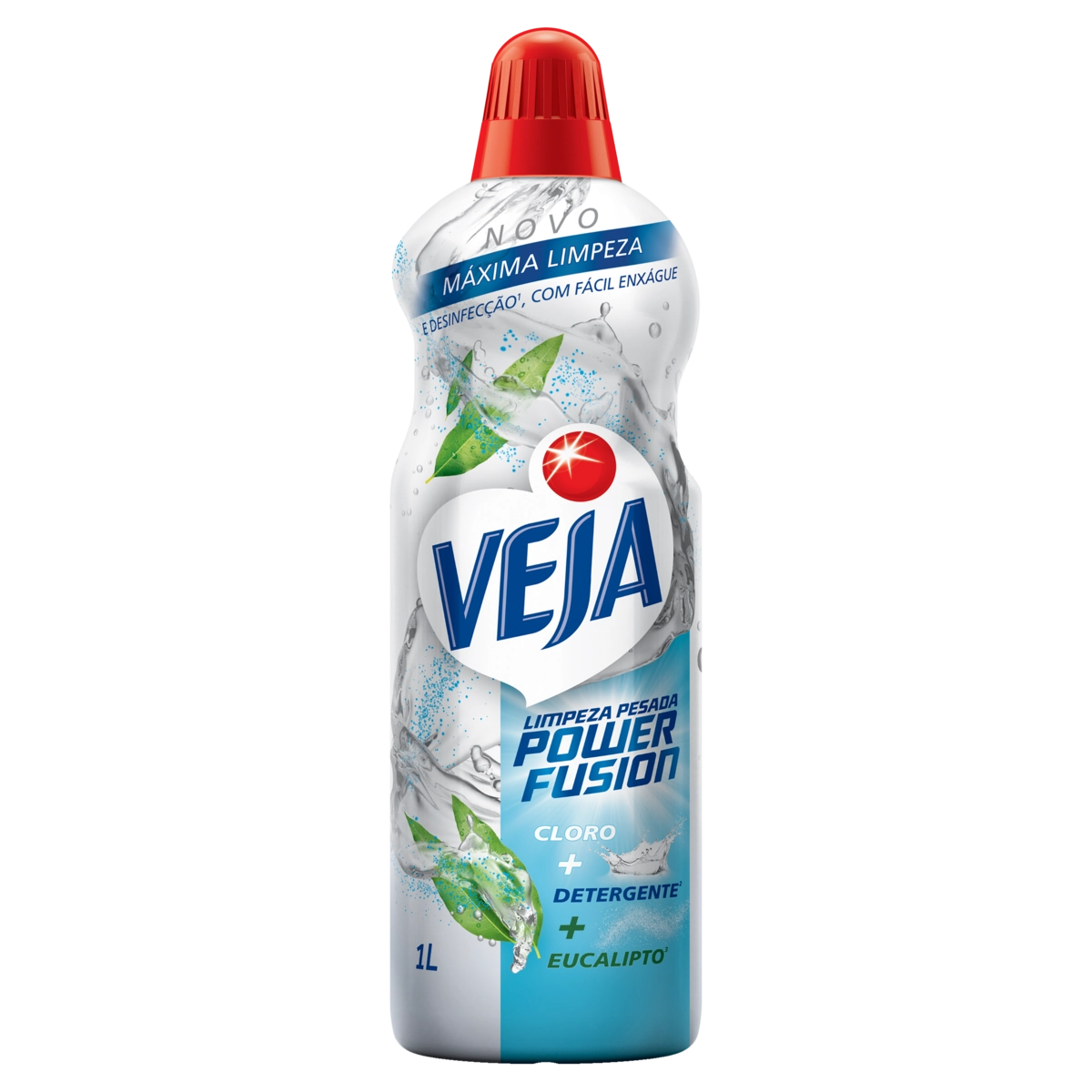 Limpador Limpeza Pesada Com Cloro E Detergente Eucalipto Veja Power Fusion Frasco 1l