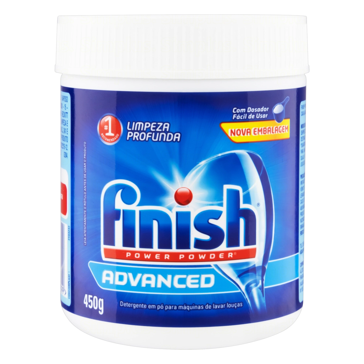 Detergente Pó Para Máquina De Lavar Louças Finish Power Powder Advanced Pote 450g