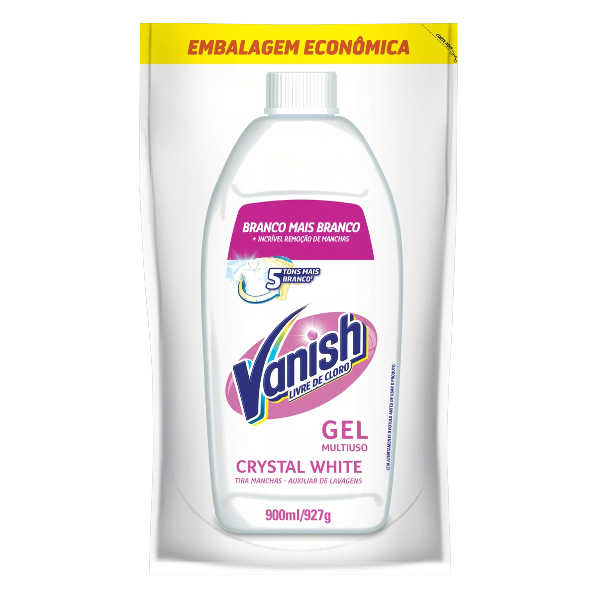 Tira Manchas Gel Multiuso Vanish Crystal White Sachê 900ml Refil Embalagem Econômica