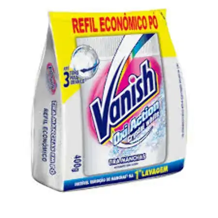 Tira Manchas Pó Roupas Brancas Vanish Oxi Action Crystal White Pacote 400g Refil Econômico