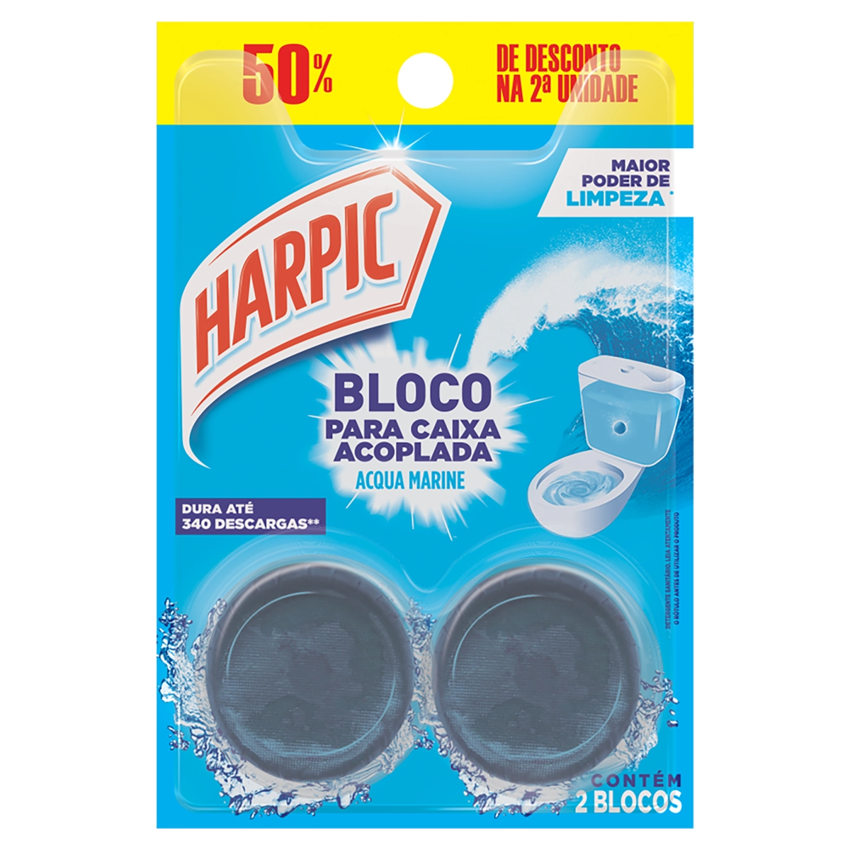 Detergente Sanitário Bloco Para Caixa Acoplada Acqua Marine Harpic 2 Unidades Grátis 50 De Desconto