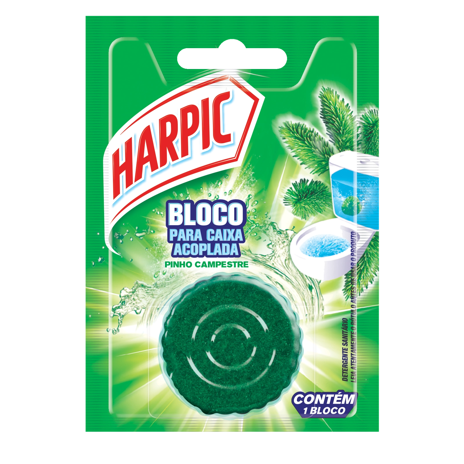 Detergente Sanitário Bloco Para Caixa Acoplada Pinho Campestre Harpic 45g