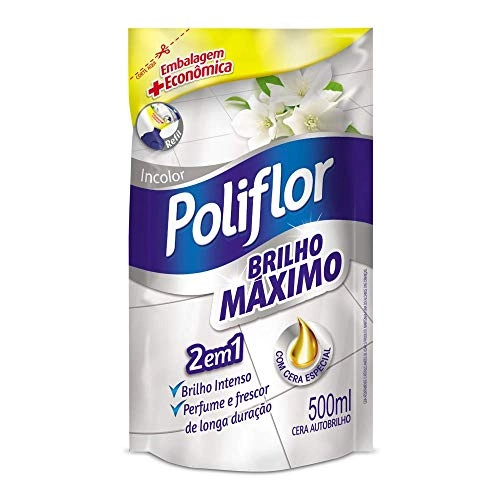 Cera Líquida Autobrilho Incolor Poliflor Brilho Máximo Sachê 500ml Refil Embalagem Econômica