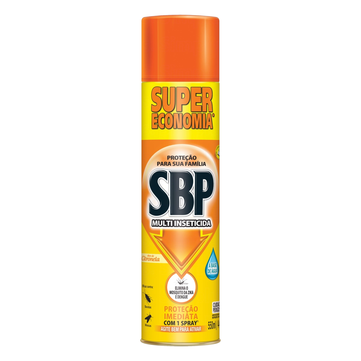 Multi Inseticida Aerossol Base água óleo De Citronela Sbp Frasco 550ml Spray
