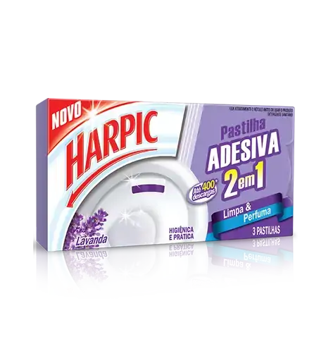 Detergente Sanitário Pastilha Adesiva Lavanda Harpic 3 Unidades