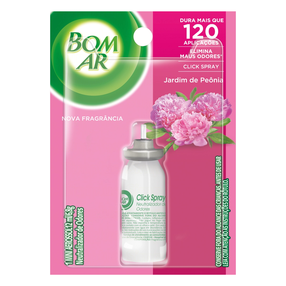 Neutralizador De Odores Jardim De Peônia Click Spray Bom Ar Blister 12ml Refil