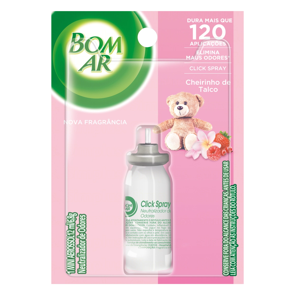 Neutralizador De Odores Cheirinho De Talco Click Spray Bom Ar Blister 12ml Refil