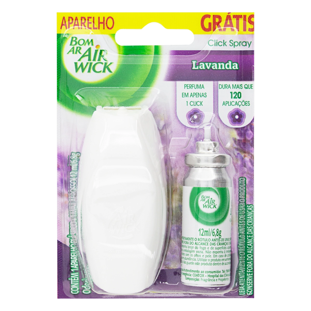 Aparelho E Neutralizador De Odores Campos De Lavanda Click Spray Bom Ar Blister 12ml