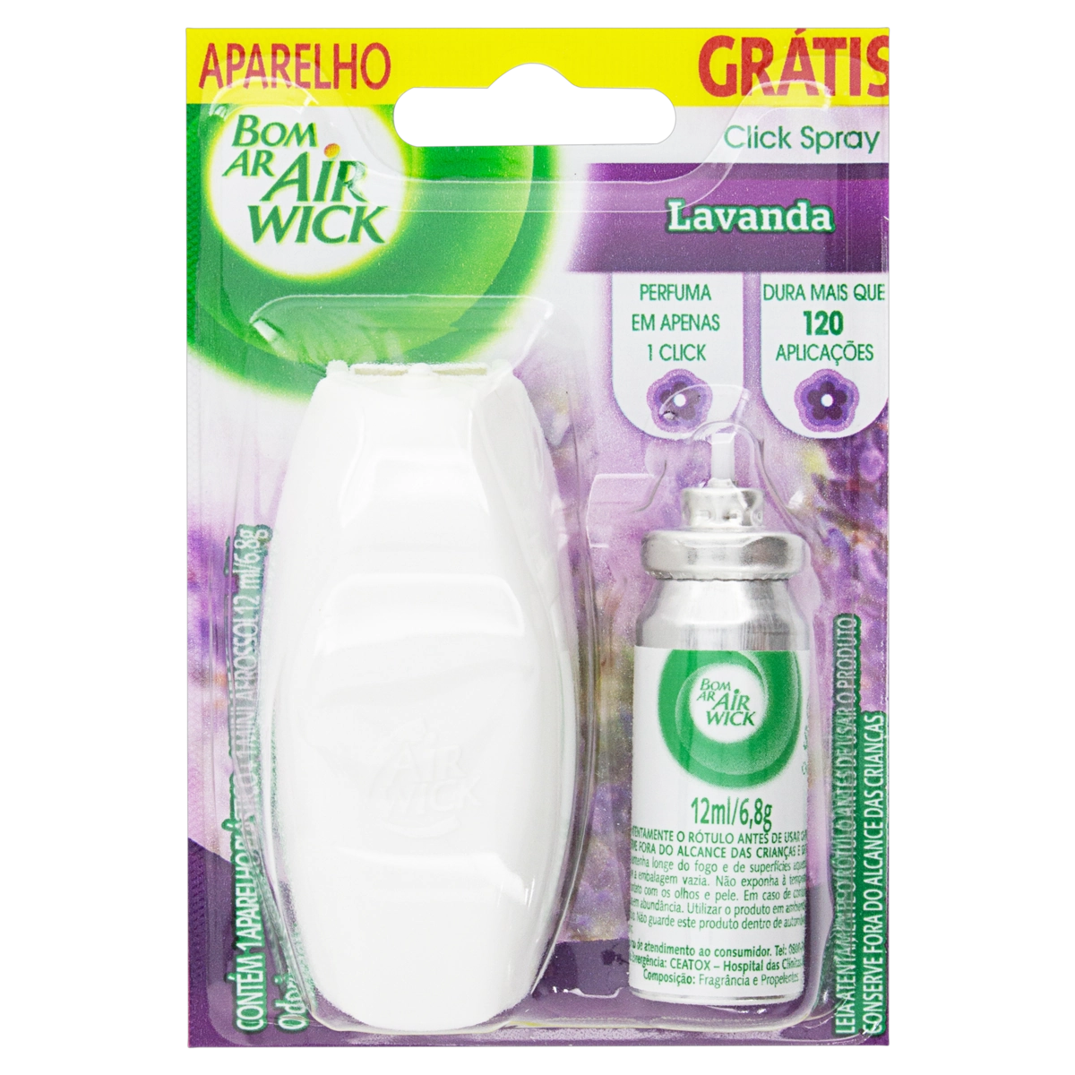 Odorizador De Ambiente Lavanda Click Spray Bom Ar Air Wick Blister 12ml Grátis 1 Aparelho