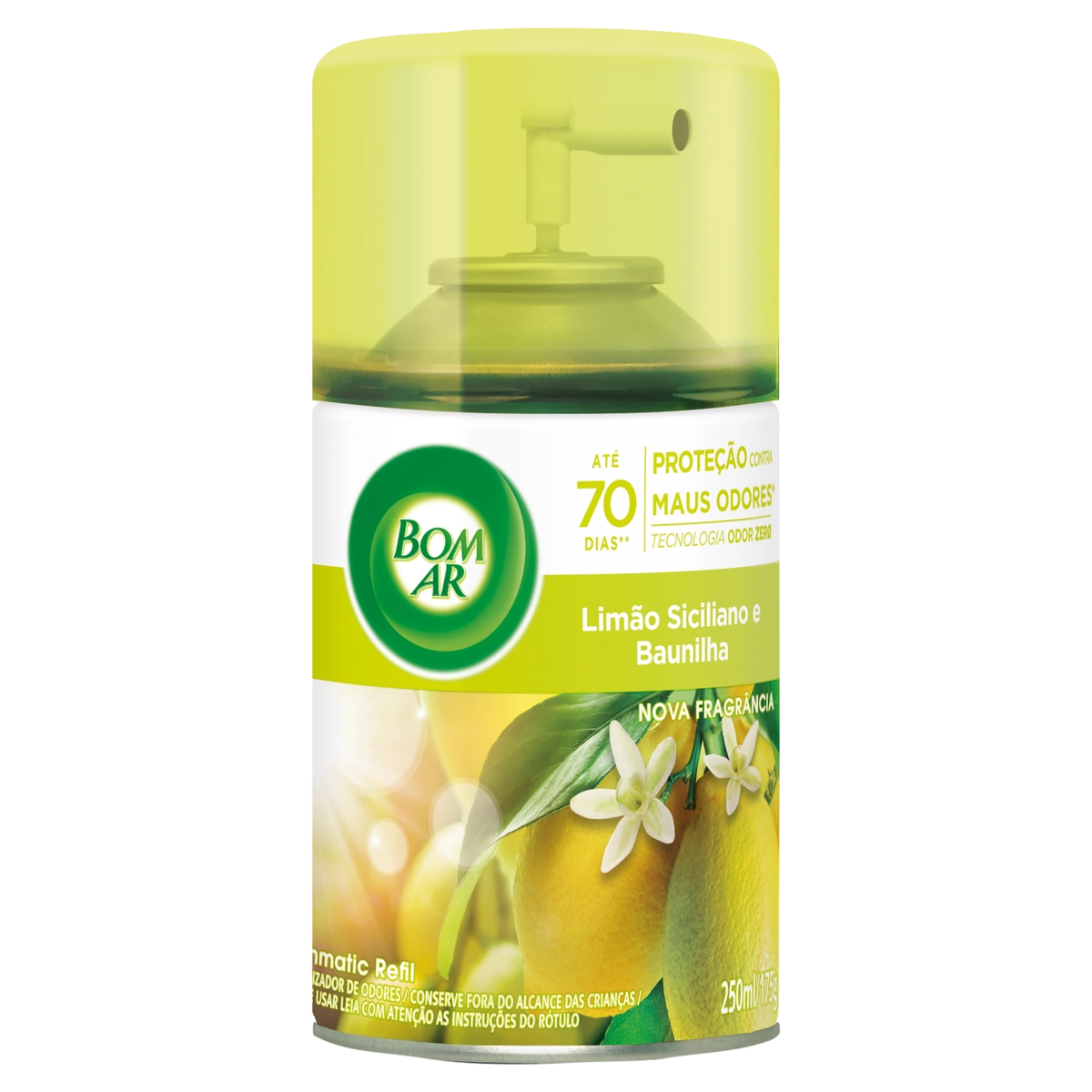 Neutralizador De Odores Limão Siciliano E Baunilha Freshmatic Bom Ar Frasco 250ml Spray Refil