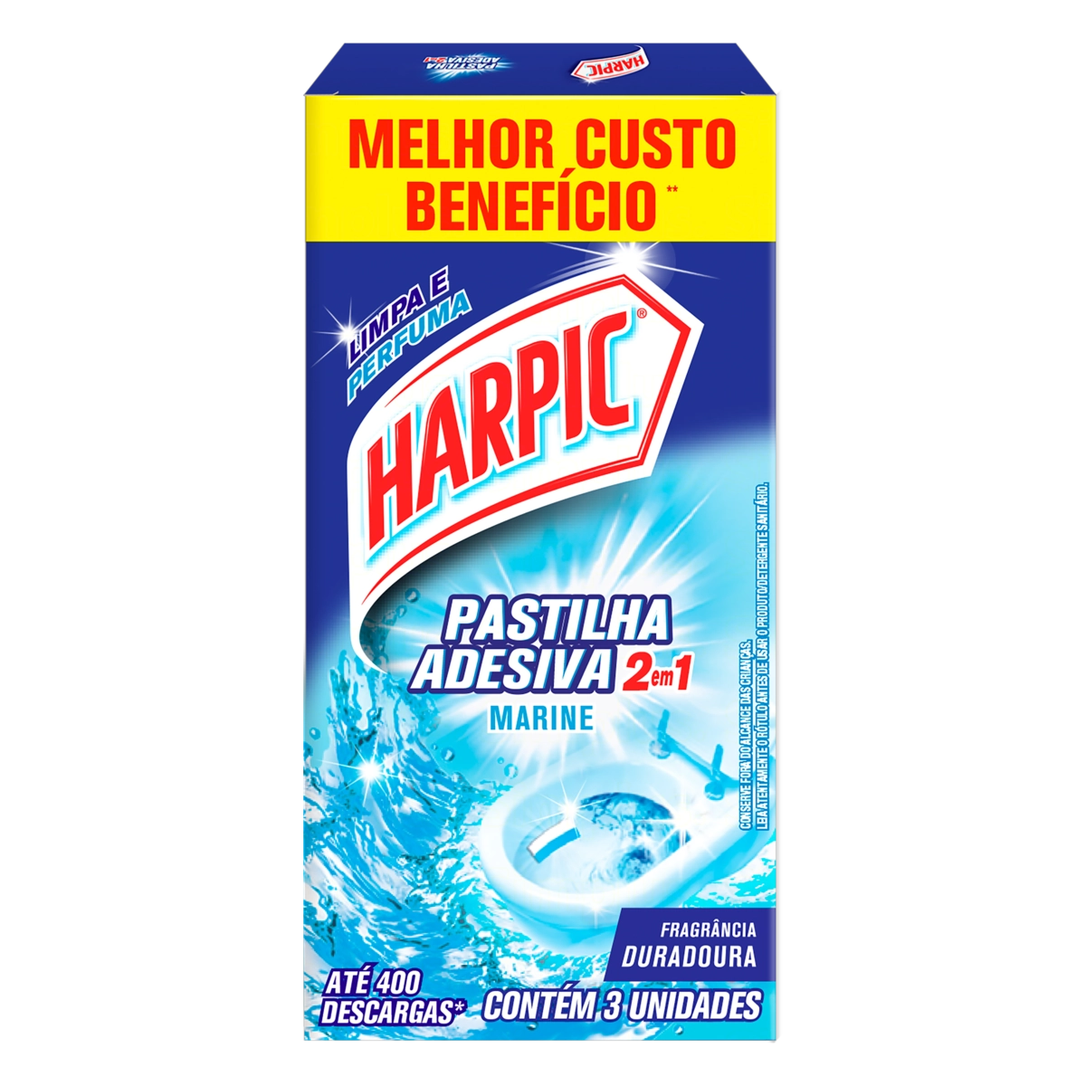 Detergente Sanitário Pastilha Adesiva Marine Harpic 3 Unidades