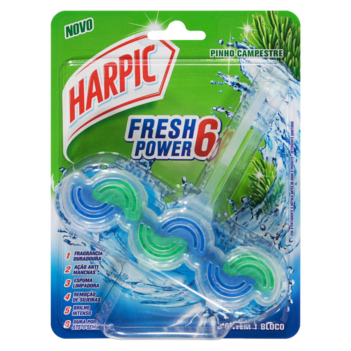 Detergente Sanitário Bloco Pinho Campestre Harpic Fresh Power 6