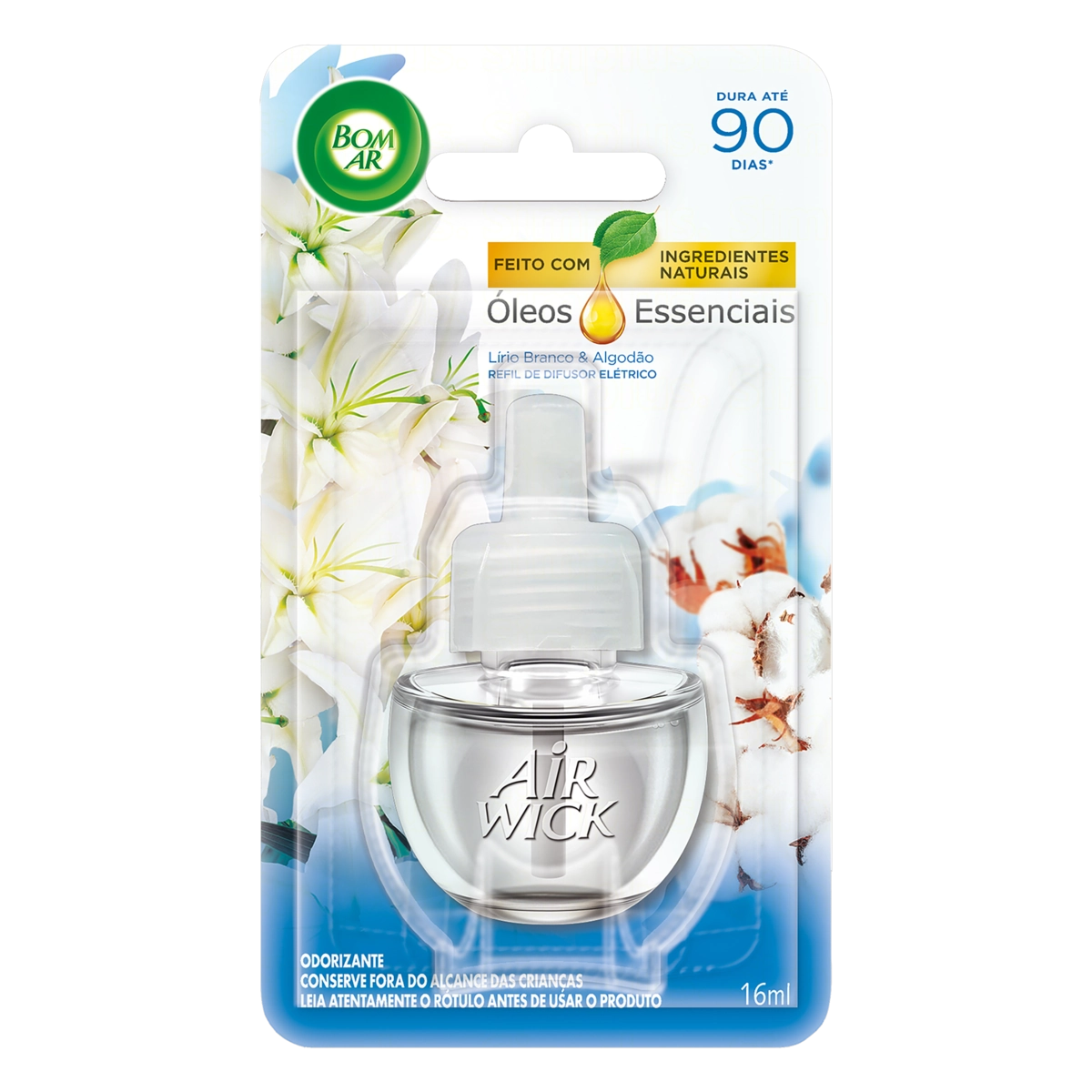 Odorizador De Ambiente Lírio Branco Algodão Bom Ar Air Wick Blister 16ml Refil