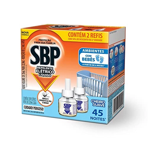 Repelente Líquido Elétrico Cheiro Suave Sbp Caixa 2 Unidades 32,9ml Cada Grátis 50 De Desconto Na 2