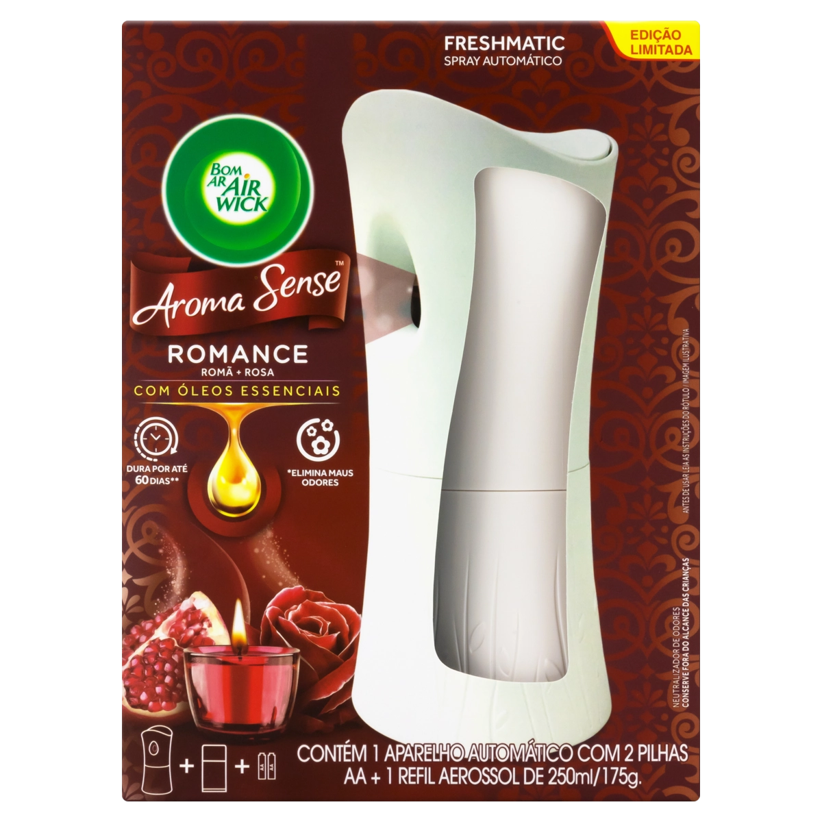 Aparelho E Neutralizador De Odores Romance Freshmatic Bom Ar Air Wick Aroma Sense Caixa 250ml