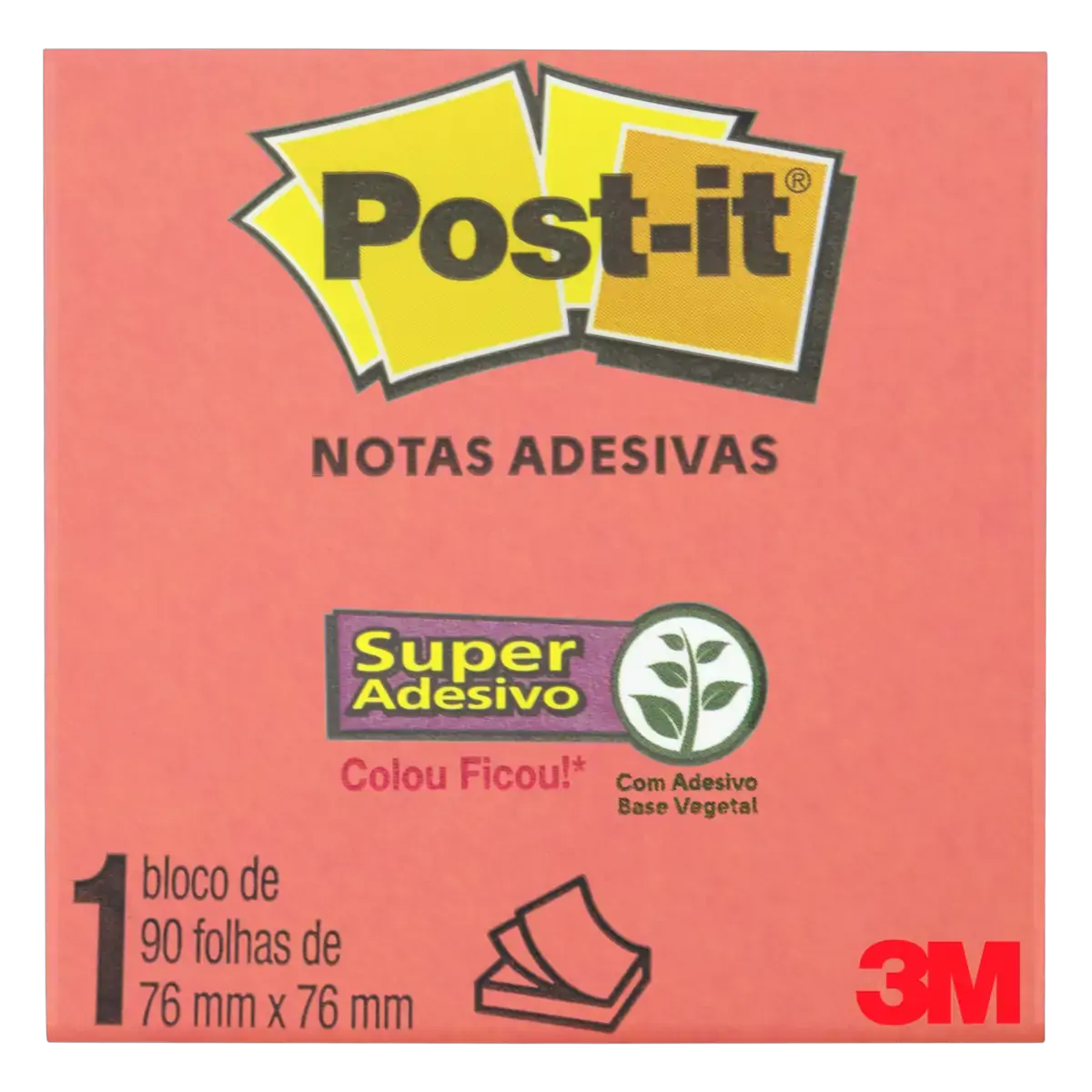 Bloco De Notas Adesivas Telha Post It 76mm X 76mm 90 Folhas