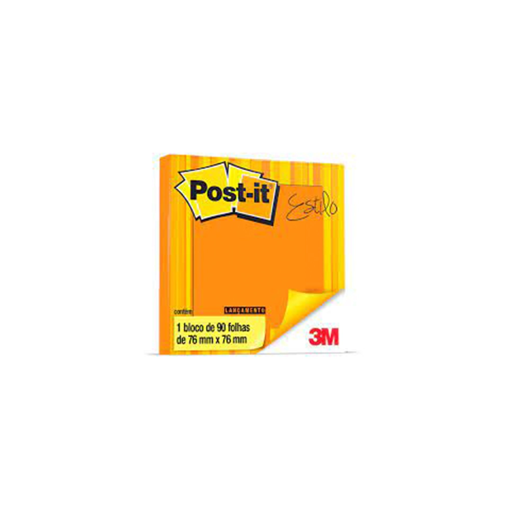 Bloco De Notas Adesivas Laranja Post It 76mm X 76mm 90 Folhas