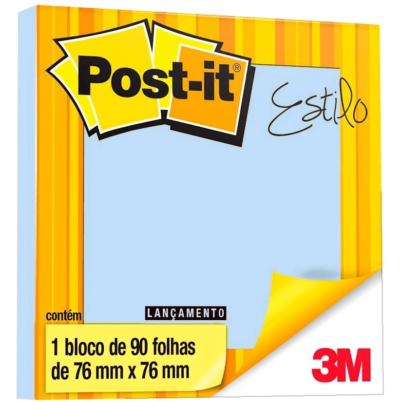 Bloco De Notas Adesivas Azul Post It 76mm X 76mm 90 Folhas
