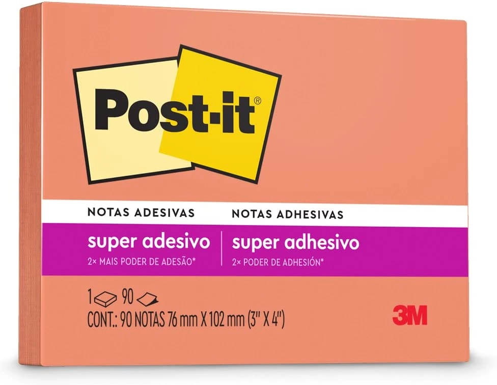 Bloco De Notas Adesivas Damasco Post It 76mm X 102mm 90 Folhas